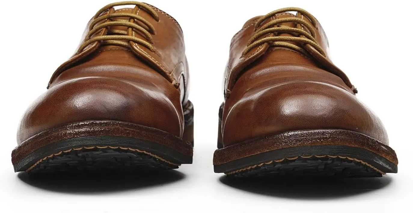 Santimon Men??s Dress Shoes Genuine Horse Leather Oxfords, Fashion Business-Casual & Formal Wedding Breathable Lining Shoes ?C Handcrafted Goodyear-Welt Luxury Derby