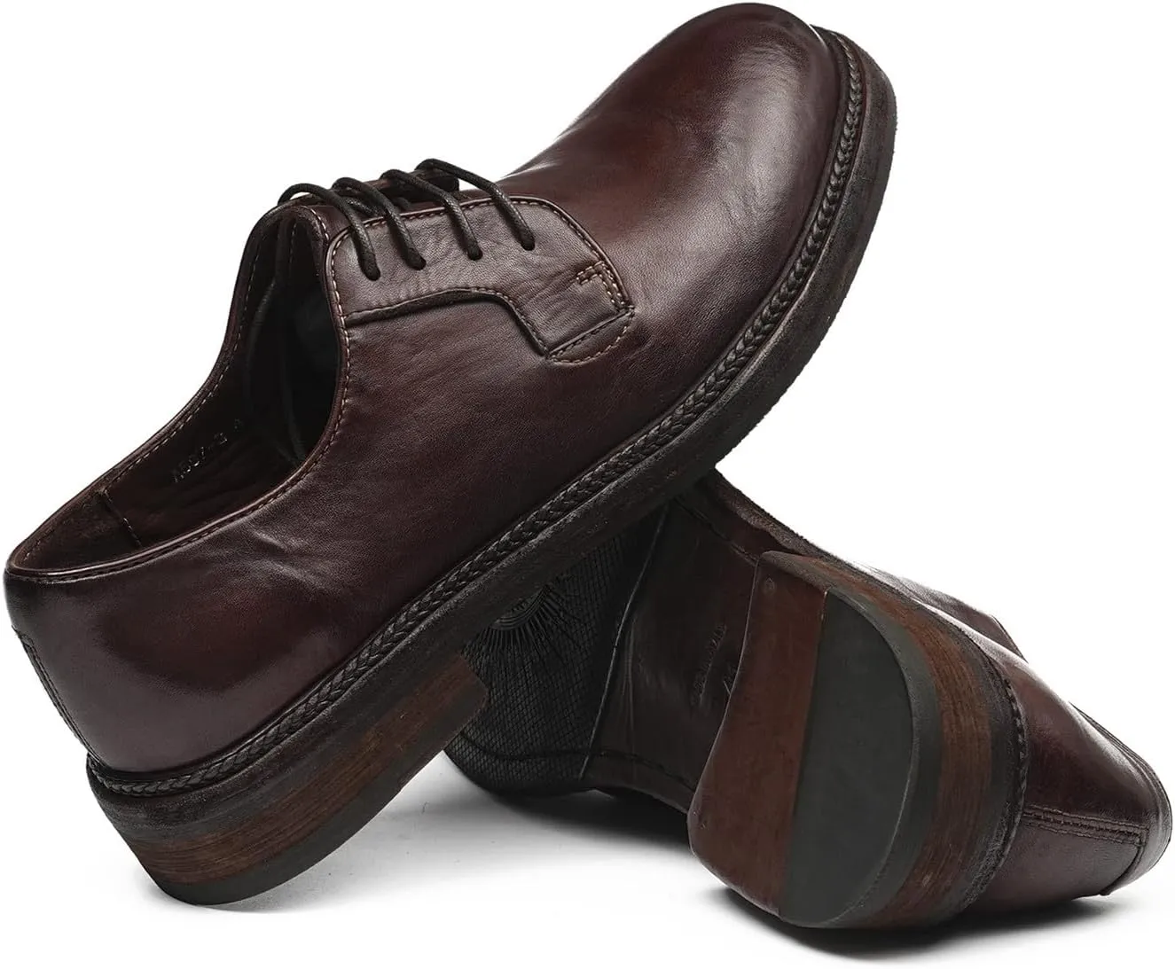 Santimon Men??s Genuine Horse Leather Oxford Dress Shoes ?C Handcrafted Goodyear-Welt Plain-Toe Derby, Fashion Business-Casual & Formal Wedding Breathable Lining Shoes