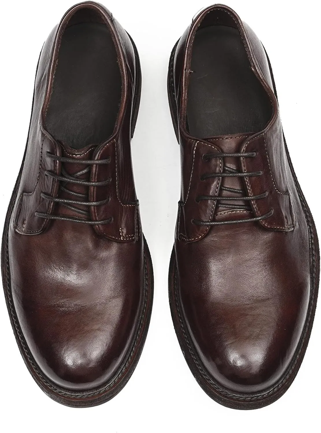 Santimon Men??s Genuine Horse Leather Oxford Dress Shoes ?C Handcrafted Goodyear-Welt Plain-Toe Derby, Fashion Business-Casual & Formal Wedding Breathable Lining Shoes