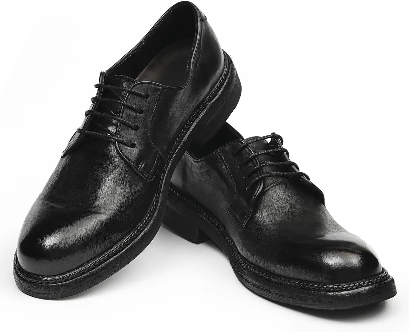 Santimon Men??s Genuine Horse Leather Oxford Dress Shoes ?C Handcrafted Goodyear-Welt Plain-Toe Derby, Fashion Business-Casual & Formal Wedding Breathable Lining Shoes