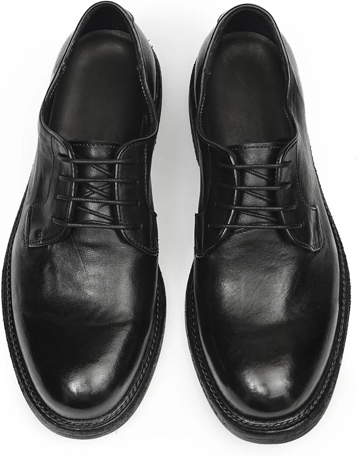 Santimon Men??s Genuine Horse Leather Oxford Dress Shoes ?C Handcrafted Goodyear-Welt Plain-Toe Derby, Fashion Business-Casual & Formal Wedding Breathable Lining Shoes