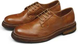Santimon Men??s Genuine Horse Leather Oxford Dress Shoes ?C Handcrafted Goodyear-Welt Plain-Toe Derby, Fashion Business-Casual & Formal Wedding Breathable Lining Shoes