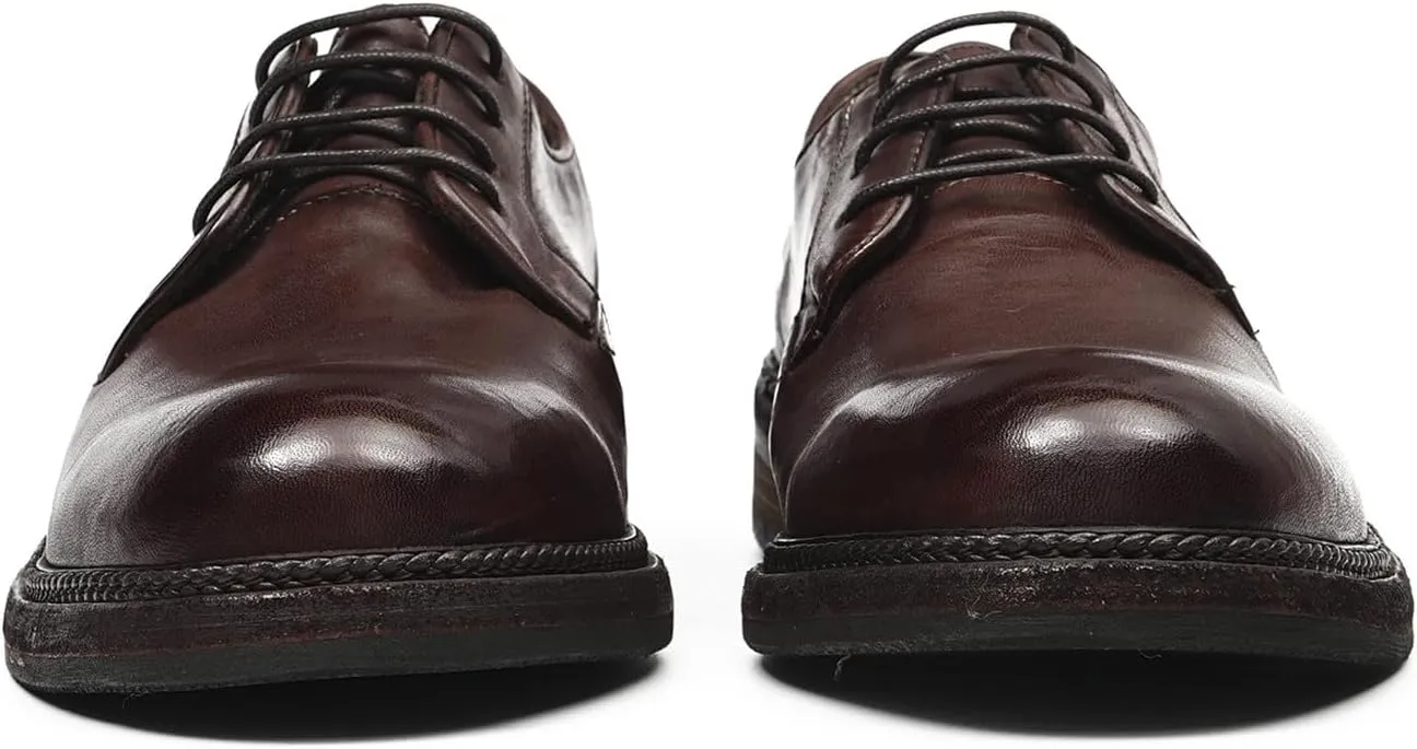 Santimon Men??s Genuine Horse Leather Oxford Dress Shoes ?C Handcrafted Goodyear-Welt Plain-Toe Derby, Fashion Business-Casual & Formal Wedding Breathable Lining Shoes