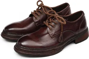 Santimon Men??s Genuine Horse Leather Oxford Dress Shoes ?C Handcrafted Luxury Derby, Fashion Business-Casual & Formal Wedding Breathable Lining Goodyear-Welt Shoes
