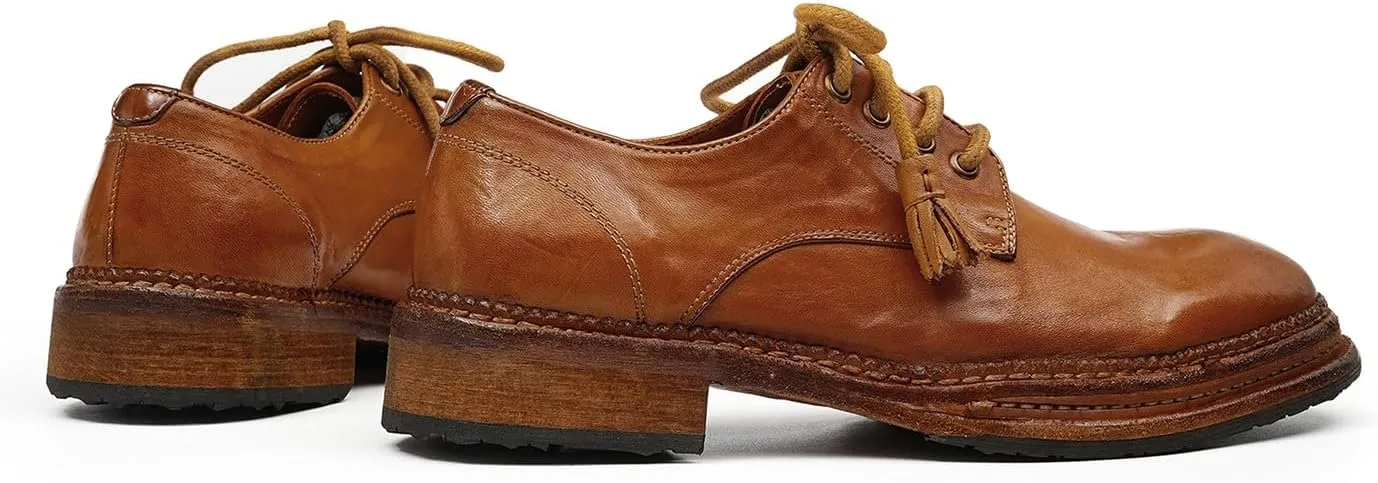 Santimon Men??s Genuine Horse Leather Oxford Dress Shoes ?C Handcrafted Luxury Derby, Fashion Business-Casual & Formal Wedding Breathable Lining Goodyear-Welt Shoes