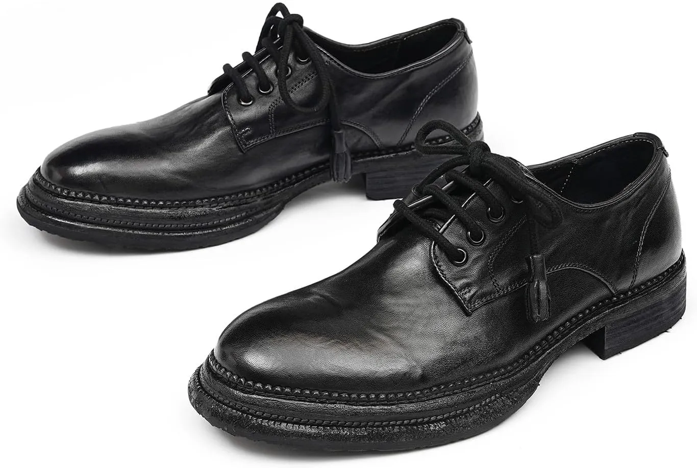 Santimon Men??s Genuine Horse Leather Oxford Dress Shoes ?C Handcrafted Luxury Derby, Fashion Business-Casual & Formal Wedding Breathable Lining Goodyear-Welt Shoes