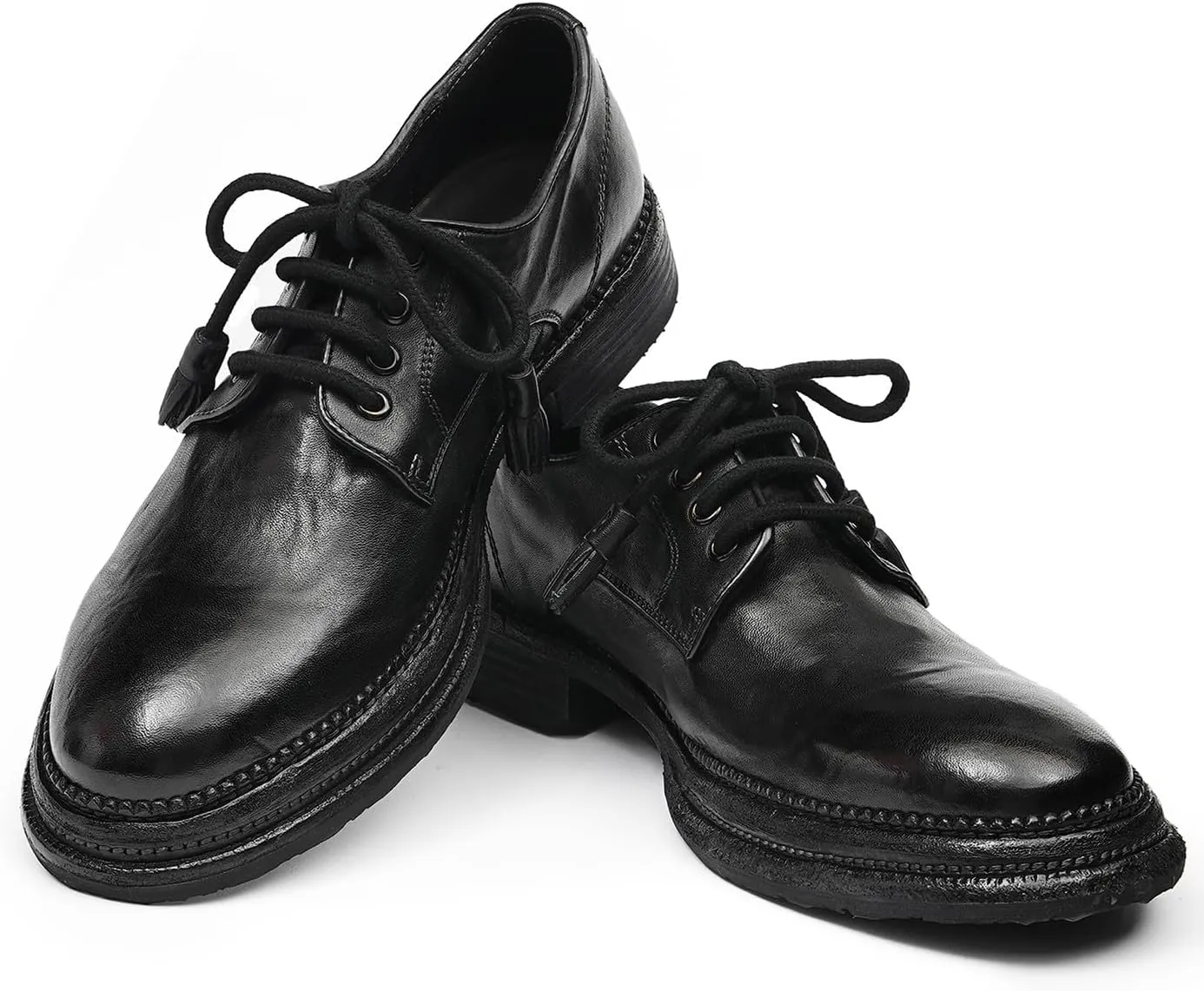 Santimon Men??s Genuine Horse Leather Oxford Dress Shoes ?C Handcrafted Luxury Derby, Fashion Business-Casual & Formal Wedding Breathable Lining Goodyear-Welt Shoes