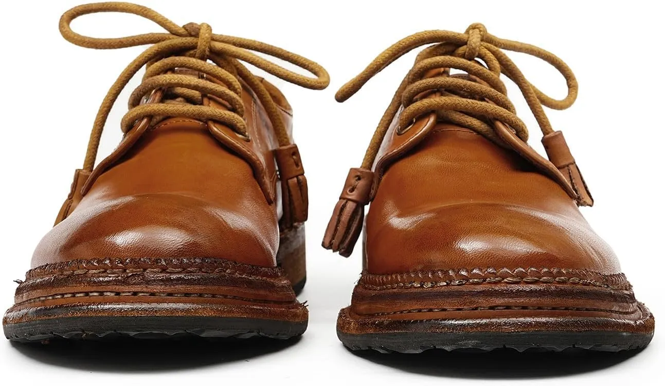 Santimon Men??s Genuine Horse Leather Oxford Dress Shoes ?C Handcrafted Luxury Derby, Fashion Business-Casual & Formal Wedding Breathable Lining Goodyear-Welt Shoes