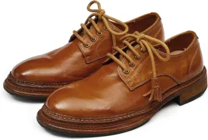 Santimon Men??s Genuine Horse Leather Oxford Dress Shoes ?C Handcrafted Luxury Derby, Fashion Business-Casual & Formal Wedding Breathable Lining Goodyear-Welt Shoes
