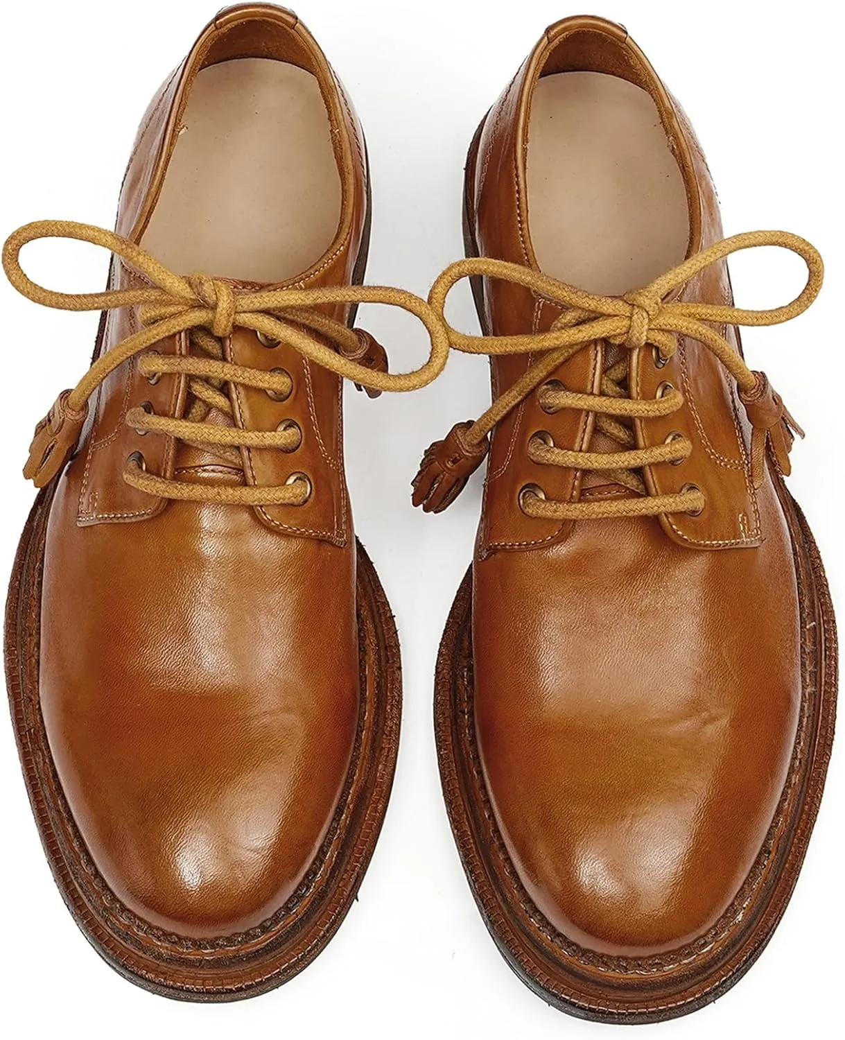 Santimon Men??s Genuine Horse Leather Oxford Dress Shoes ?C Handcrafted Luxury Derby, Fashion Business-Casual & Formal Wedding Breathable Lining Goodyear-Welt Shoes