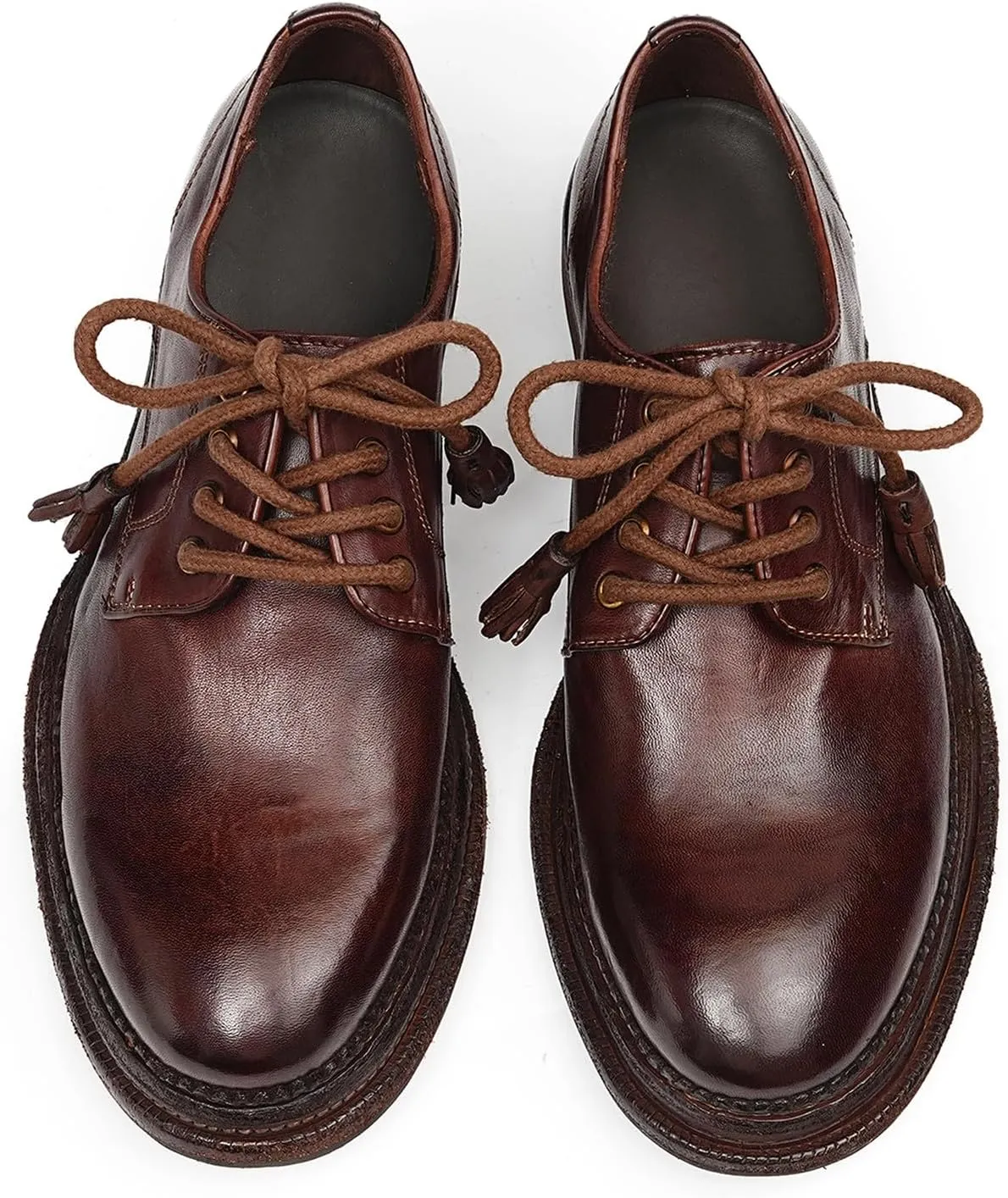 Santimon Men??s Genuine Horse Leather Oxford Dress Shoes ?C Handcrafted Luxury Derby, Fashion Business-Casual & Formal Wedding Breathable Lining Goodyear-Welt Shoes