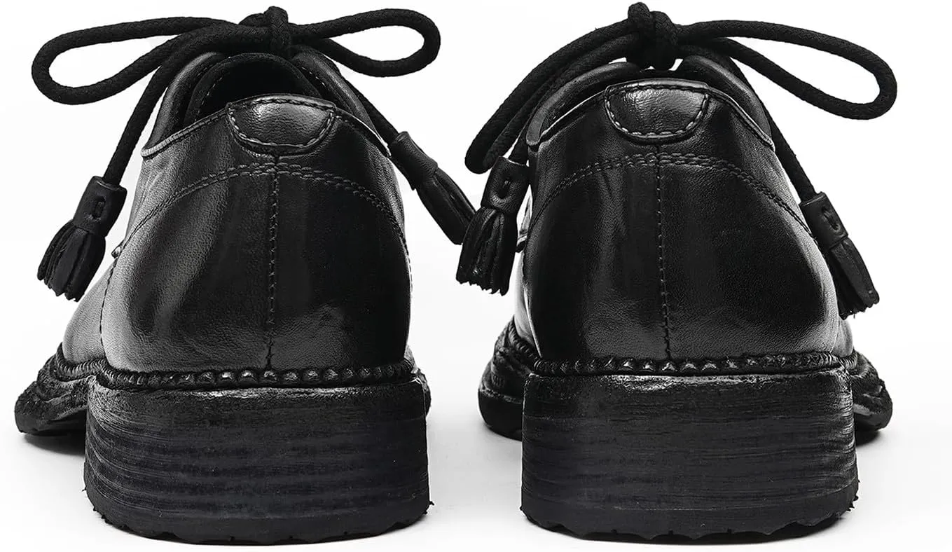 Santimon Men??s Genuine Horse Leather Oxford Dress Shoes ?C Handcrafted Luxury Derby, Fashion Business-Casual & Formal Wedding Breathable Lining Goodyear-Welt Shoes