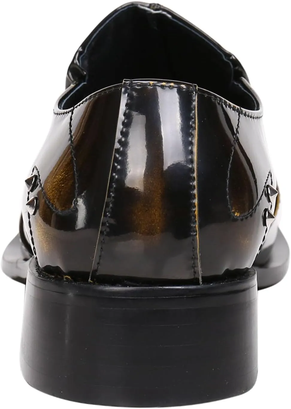 Santimon Mens Loafers Pointed Patent Leather Fashion Metal Tip Western Dress Shoes