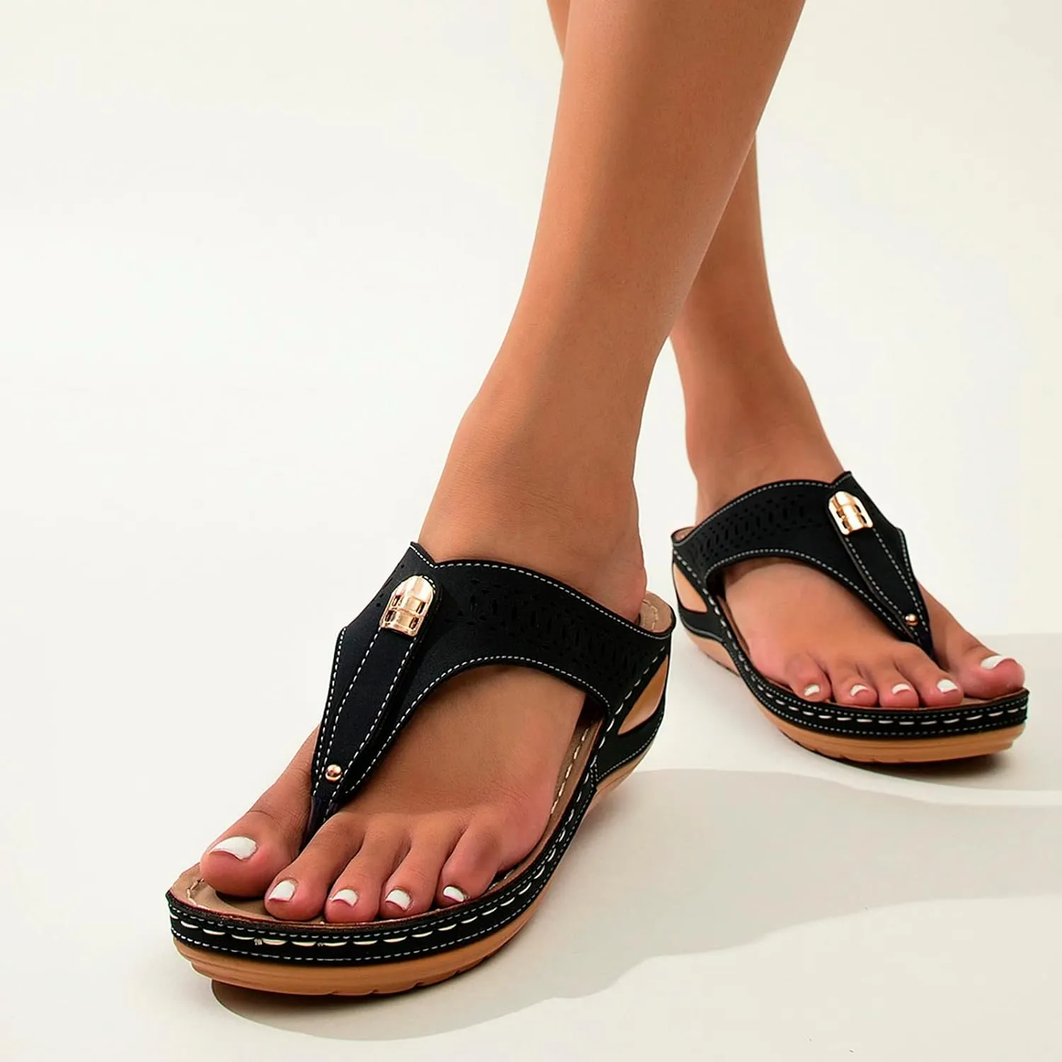 SBGMoSJ Orthopedic Sandals Women Wide Width Women Shoes Dressy Comfortable Sandals Black Wedges for Women Dressy Comfortable Women's Sandals Orthopedic Shoes Plantar Fasciitis Sandals Women Summer