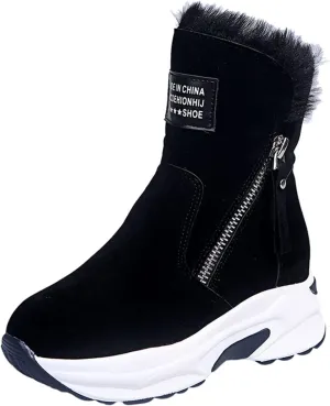 SBGMoSJ Waterproof Winter Boots Women Zipper Women's Waterproof Boots Wide Width Womens Slip on Winter Boots Tall Winter Women Boots Waterproof Botas De Invierno Y Nieve Para Mujer