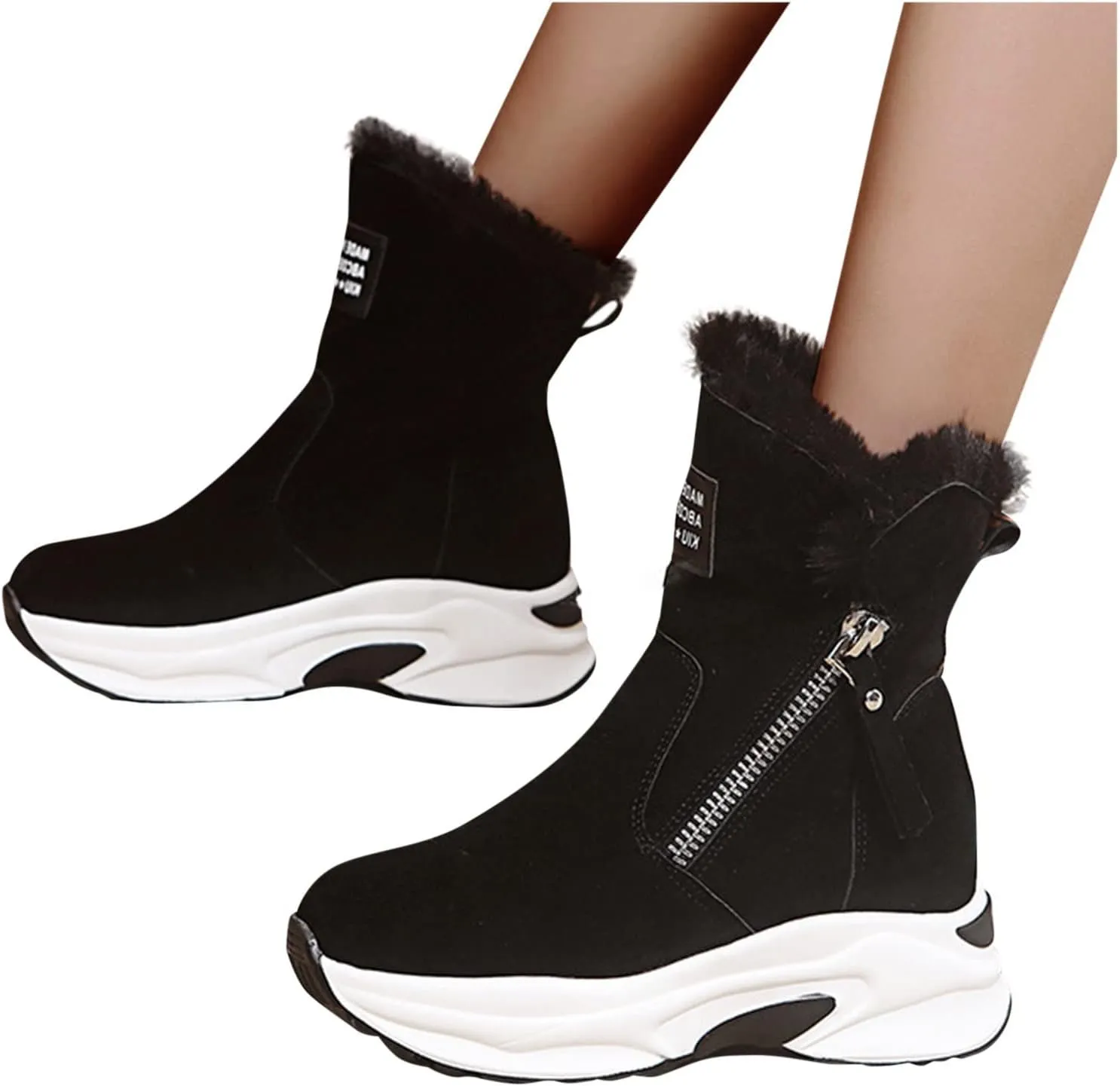 SBGMoSJ Waterproof Winter Boots Women Zipper Women's Waterproof Boots Wide Width Womens Slip on Winter Boots Tall Winter Women Boots Waterproof Botas De Invierno Y Nieve Para Mujer