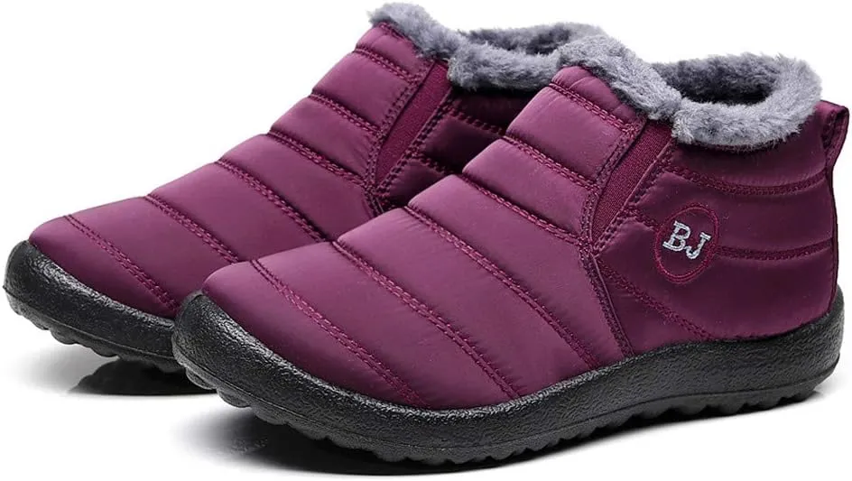 SBGMoSJ Womens Waterproof Winter Boots with Fur Women's Waterproof Boots Work Womens Side Zipper Waterproof Winter Boots Woman Wide Ankle Winter Boots Botas Invierno Mujer Nieve
