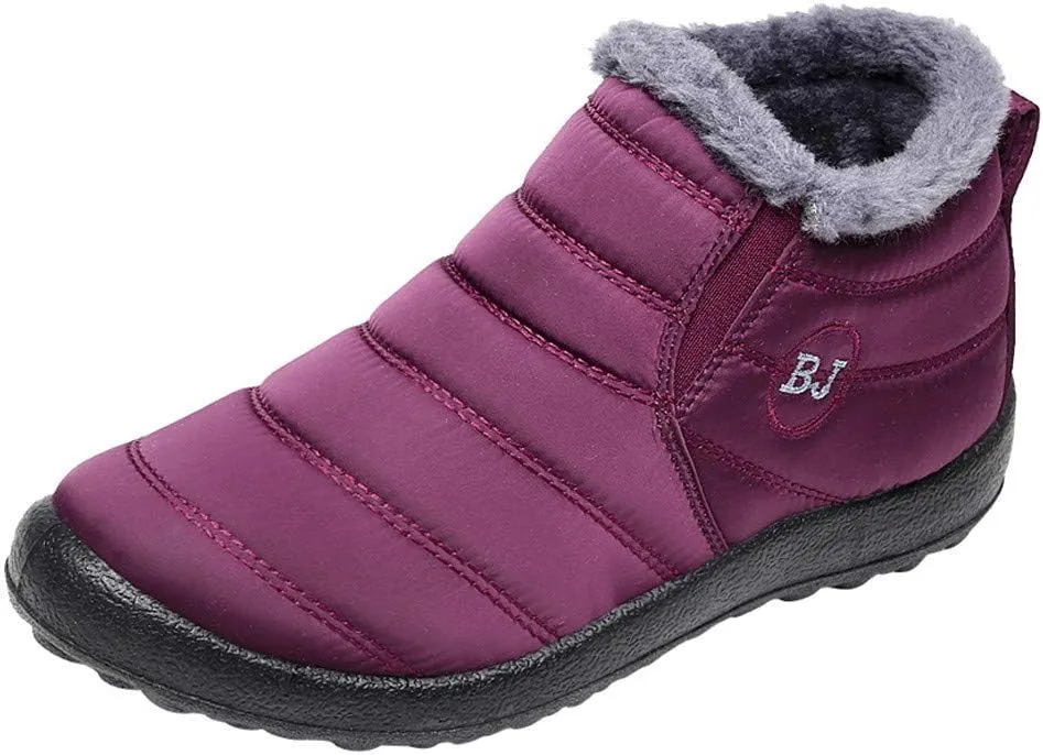 SBGMoSJ Womens Waterproof Winter Boots with Fur Women's Waterproof Boots Work Womens Side Zipper Waterproof Winter Boots Woman Wide Ankle Winter Boots Botas Invierno Mujer Nieve