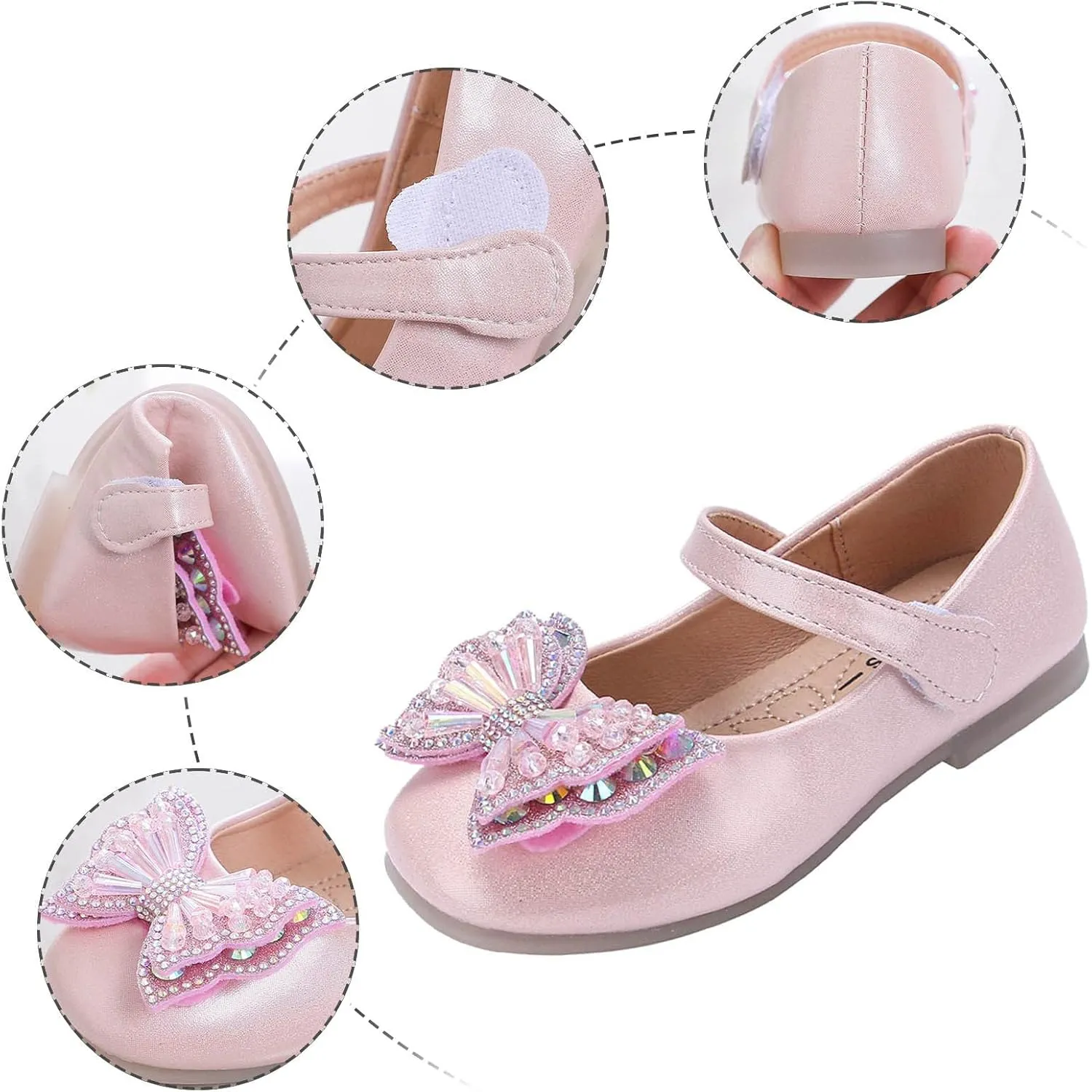Sequins Bowknot Mary Jane Flat for Girls Party Wedding Ballerina Shoes Ballet Dance Toddler Princess Dress Shoes