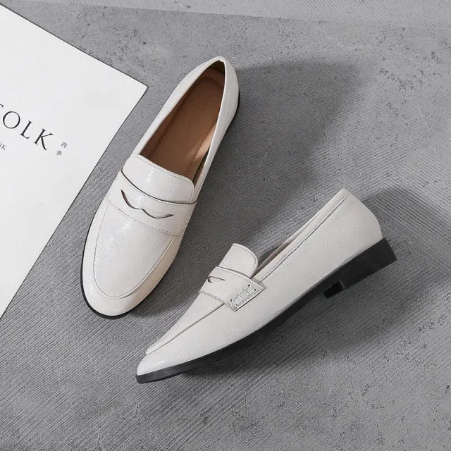 Simple Designer Spring Shoes Woman PU Leather Slip One Shoes for Women Comfortable Ladies Flats Loafers Mocassins Zapatos JJ27