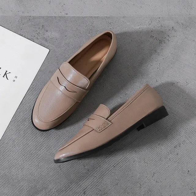 Simple Designer Spring Shoes Woman PU Leather Slip One Shoes for Women Comfortable Ladies Flats Loafers Mocassins Zapatos JJ27