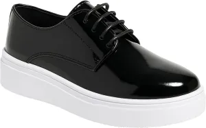 SIRRI Boys' Patent Platform Derby Shoes ?C Lace-Up Formal Smart Wedding & Prom Footwear