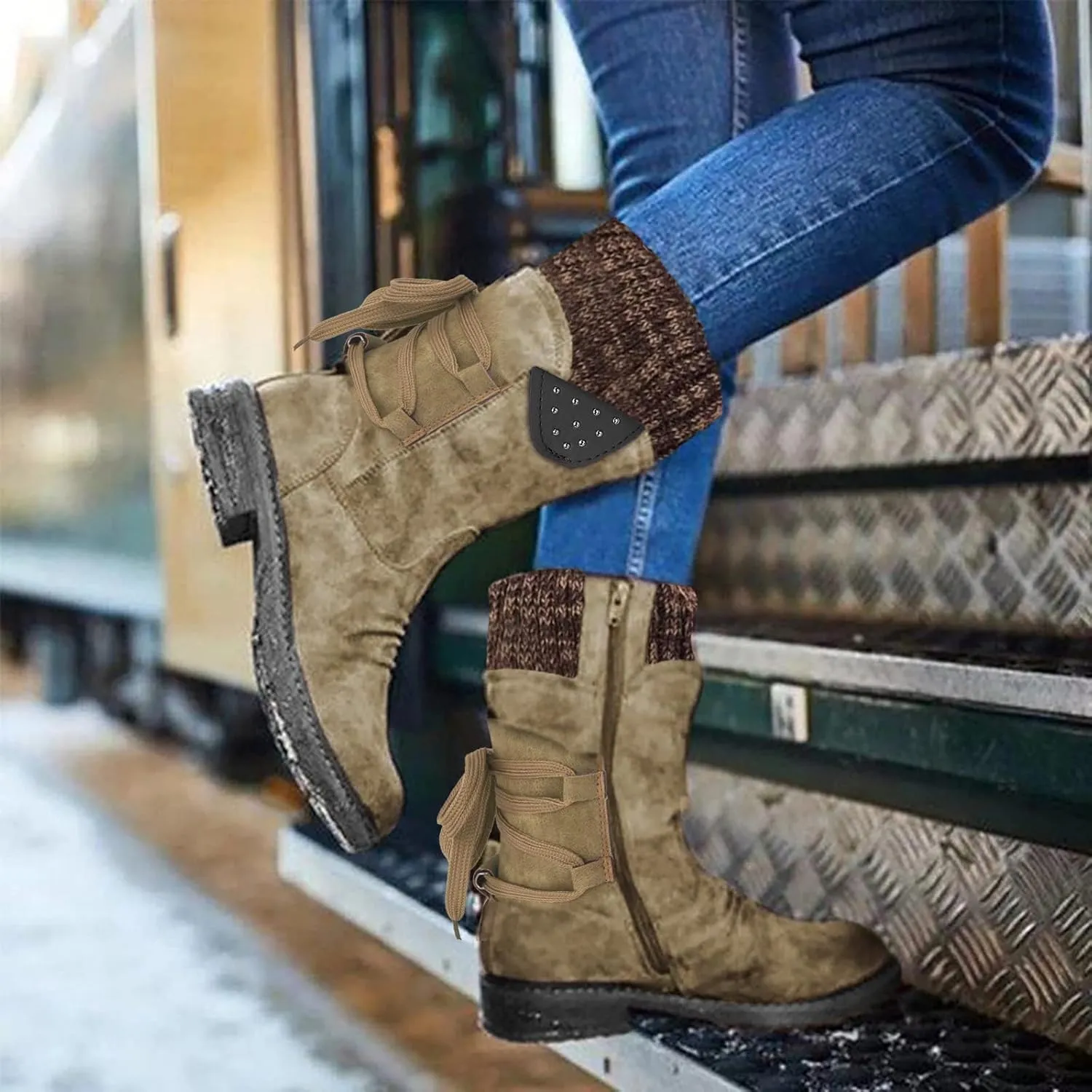 Snow Boot for Women with Zipper Winter Boots Women Waterproof Womens Winter Waterproof Boots Zapatos De Nieve Para Mujer Botas De Trabajo Antideslizantes Y Waterproof Para Mujer