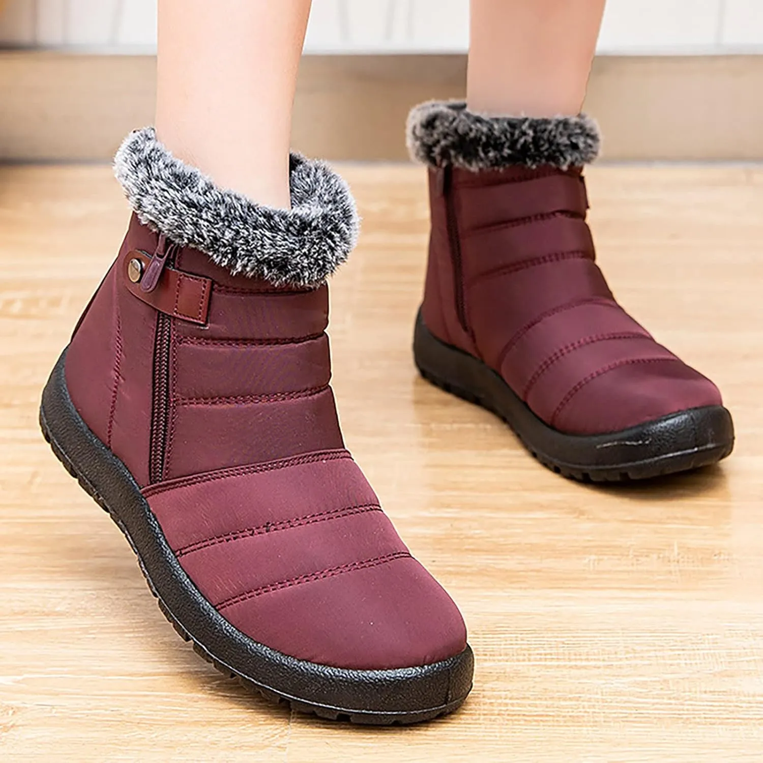 Snow Boots for Women Cute Calf High Winter Snow Boots Womens Ankle Boots Warm Fuzzy Winter Boots for Women Womens Rubber Ankle Boots Waterproof Women's Tall Winter Boots