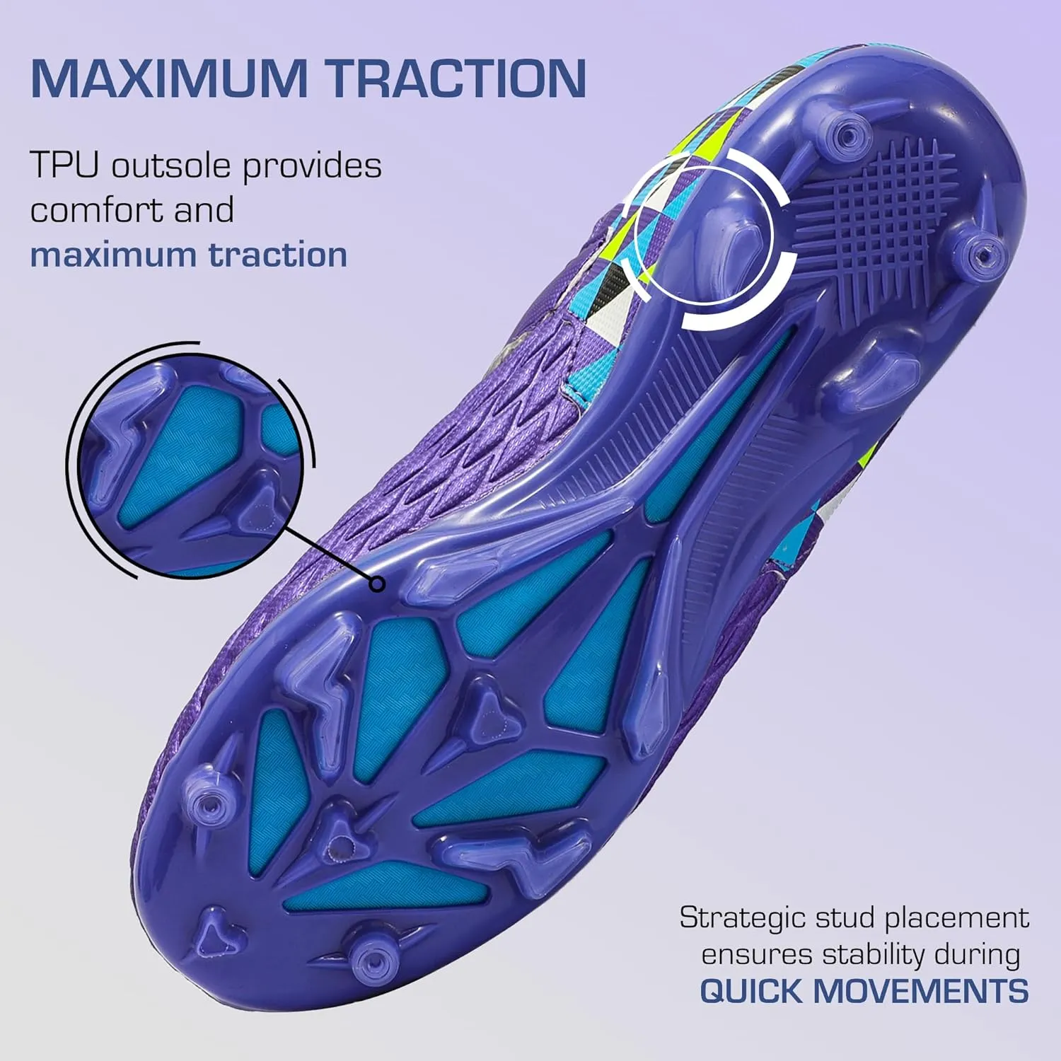 Soccer Cleats for Kids & Youth | Lightweight Football Shoes for Firm Ground | Durable Girls & Boys Soccer Cleats with Non-Slip Sole | Comfortable Soccer Boots | Unisex Size 11-6