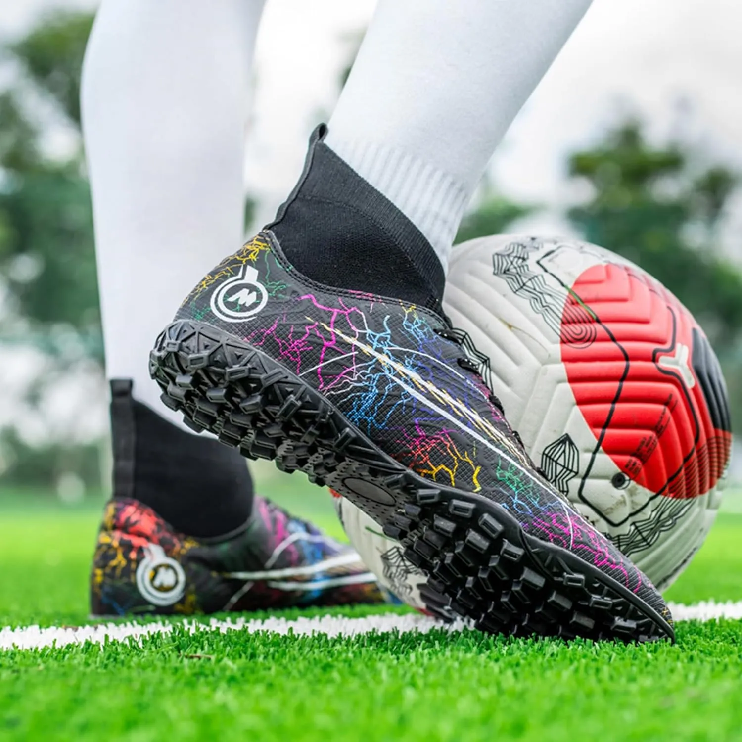 Soccer Cleats for Kids Turf Soccer Shoes Indoor Boys Girls Football Shoes Youth TF AG Artificial Ground Trainning Athletic Sneakers Outdoor