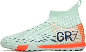 Soccer Cleats Professional Lightweight, Football Cleats Breathable High Top for Big Boys Youth Training Turf Ground