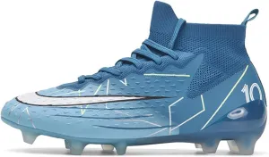 Soccer Cleats Professional Wide Competition, Football Cleats Lightweight High Top Turf Training for Big Boys Youth