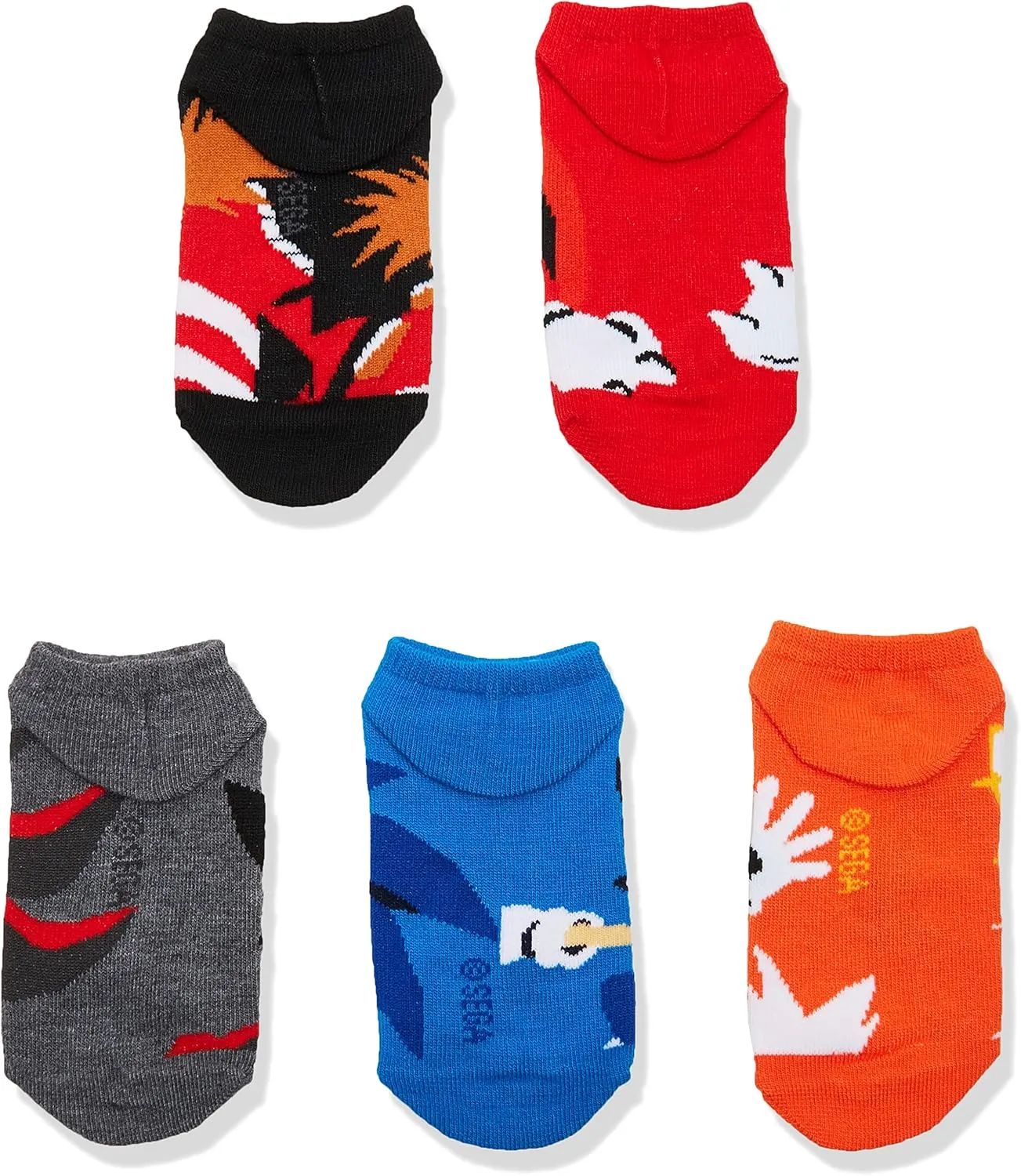 Sonic The Hedgehog Boys' 5 Pack No Show Socks