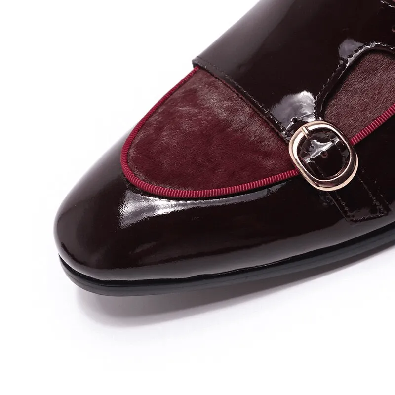Stylish Men's Patent Leather Loafers / Casual Male Shoes With Double Buckle