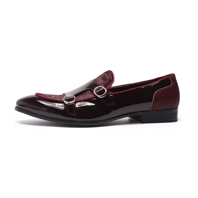 Stylish Men's Patent Leather Loafers / Casual Male Shoes With Double Buckle