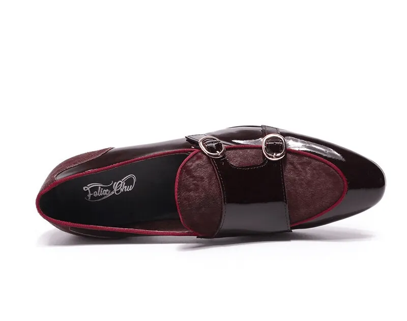 Stylish Men's Patent Leather Loafers / Casual Male Shoes With Double Buckle