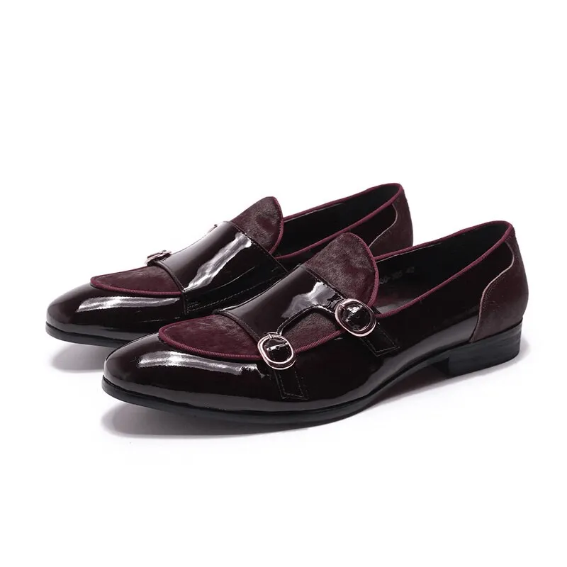 Stylish Men's Patent Leather Loafers / Casual Male Shoes With Double Buckle