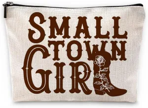 Sufamb Small Town Girl Retro Cowgirl Boot Makeup Bag,Western Southern Country Girl Cosmetic Pouch for Women Girls,Christmas Birthday Gifts for Teen Girls,Cowgirl Gifts for Girls