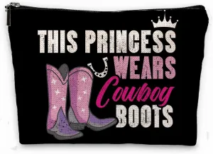 Sufamb This Princess Wears Cowboy Boots Makeup Bag,Retro Western Cowgirl Boots Cosmetic Pouch,Christmas Birthday Gifts for Teen Girls Best Friends,Cowgirl Gifts for Girls