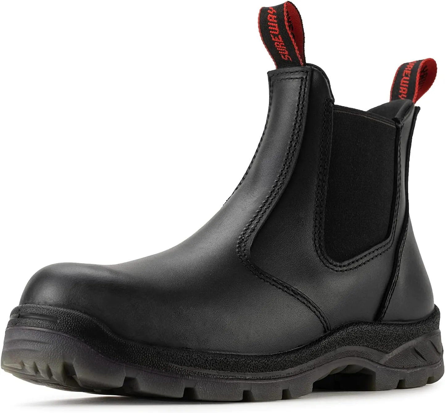 SUREWAY Men's Slip-On Work Boots for Men,Upgraded Slip/Water Resistant,Composite Toe,Anti-Static,Fire Station Mechanic Romeo Chelsea Work Boots for Men,Industrial Construction Boot/Shoes,Size 7.5