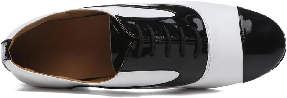 SWDZM Ballroom Dance Shoes Leather Character Shoes for Men Cuban Heel Latin Dance Shoes