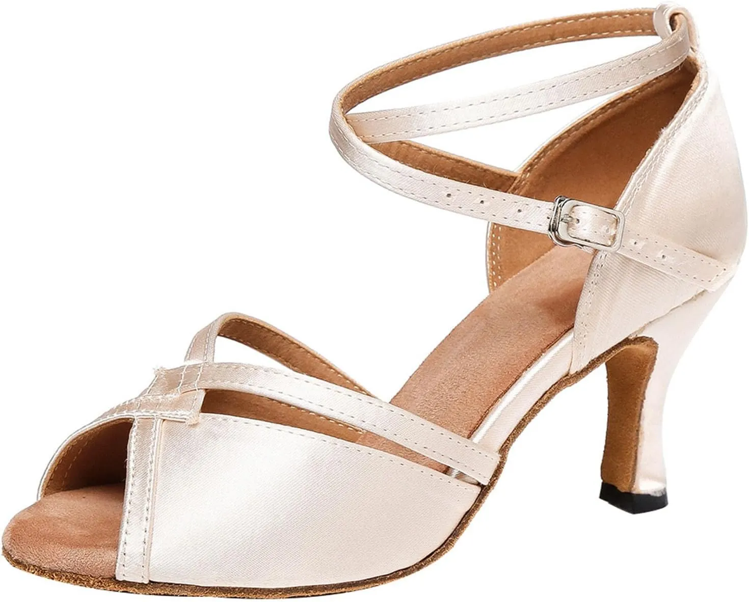 SWDZM Open Toe Latin Dance Shoes Women Low Heels Tango Salsa Ballroom Shoes
