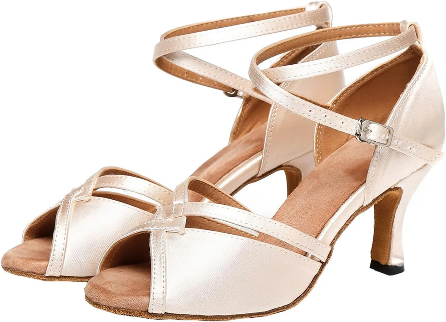 SWDZM Open Toe Latin Dance Shoes Women Low Heels Tango Salsa Ballroom Shoes