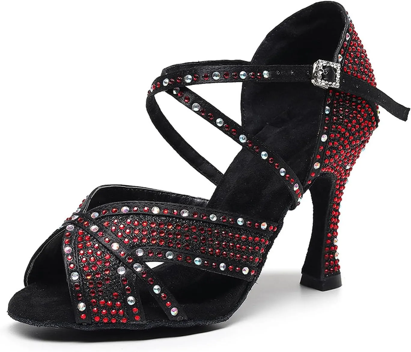 SWDZM Women Rhinestone Ballroom Dance Shoes Latin Salsa Performance Dance Shoes,Model QJW-Z011