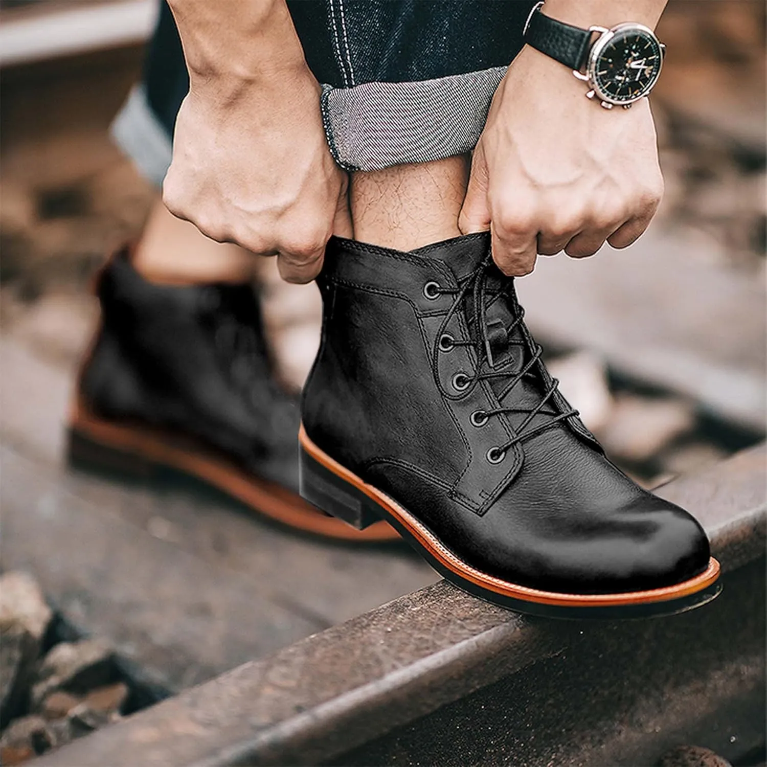 Tanner Shoes Mens Casual Boots Ankle Chukka Booties Oxford Leather Dress Boots