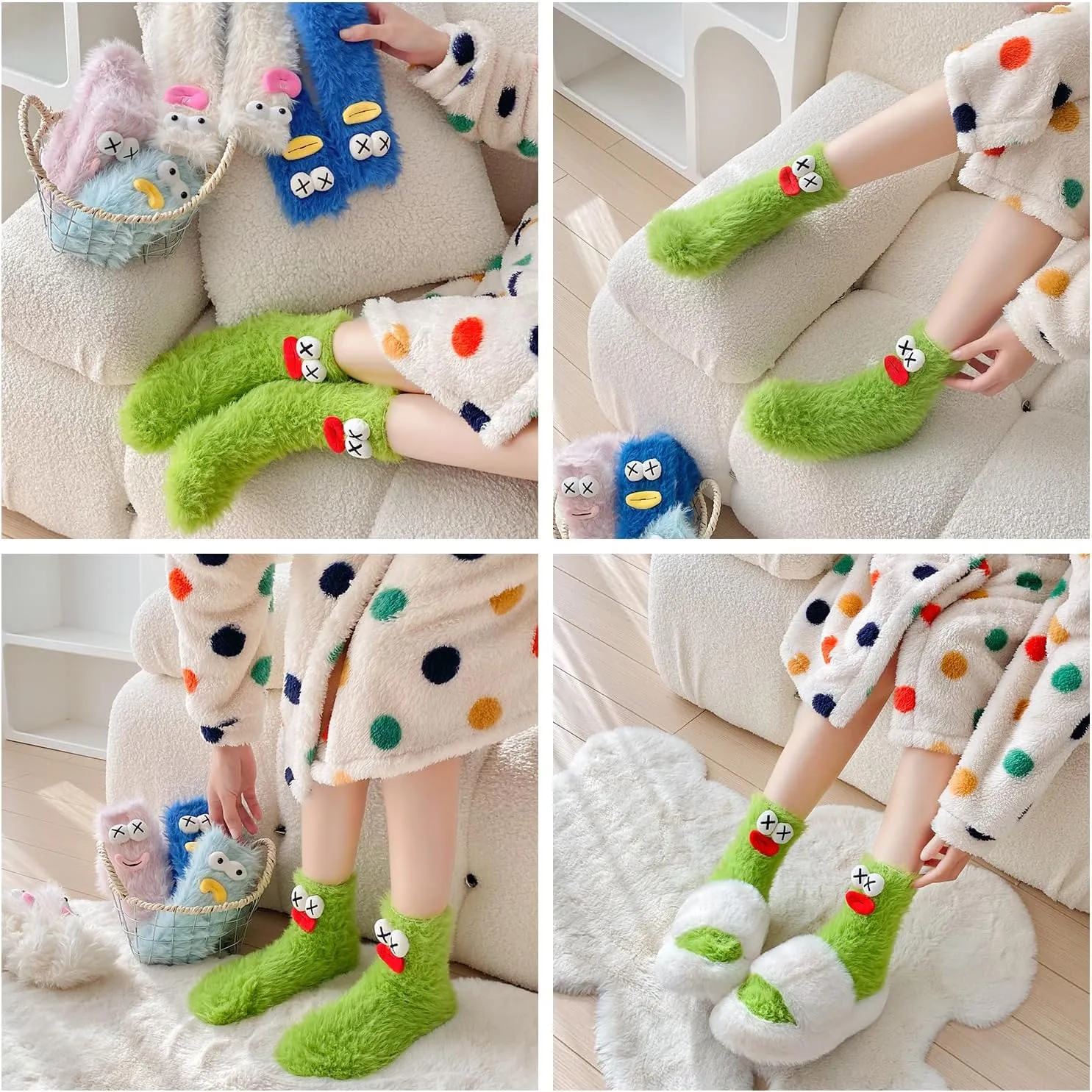 TFTSR Crazy Funny Fuzzy Silly Socks for Kids Women,Girls Fluffy Slipper Novelty Fun Socks,Boy Men Cute Cozy Soft Animal Socks