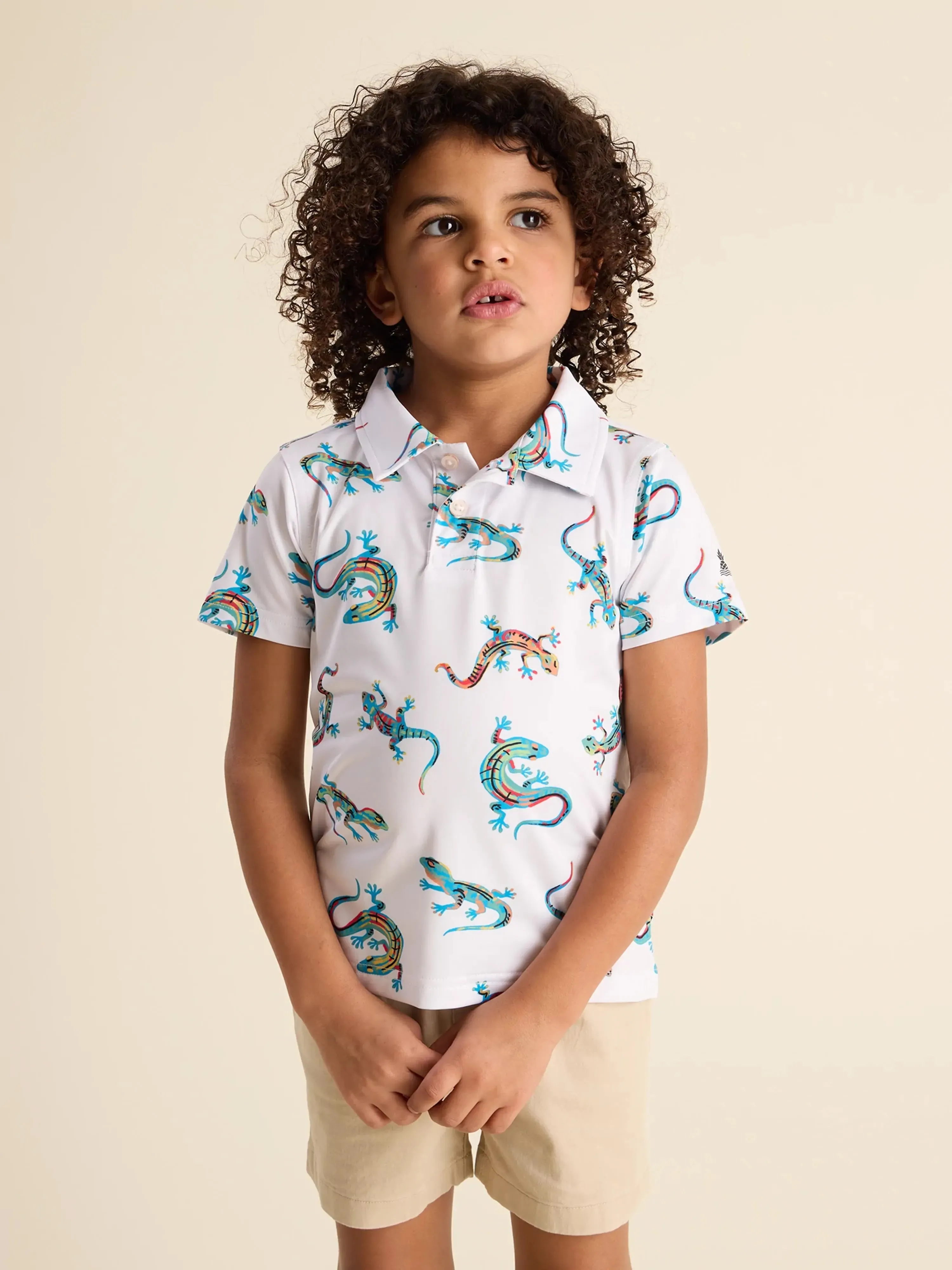 The Lil Blizzard O" Lizards (Toddler Performance Polo) - White