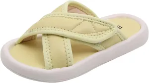 Thick Sole Leather Cloud Slides for Girls, Kids Comfy Soft House Slippers Non-Slip Cozy Open Toe Beach Water Shoes