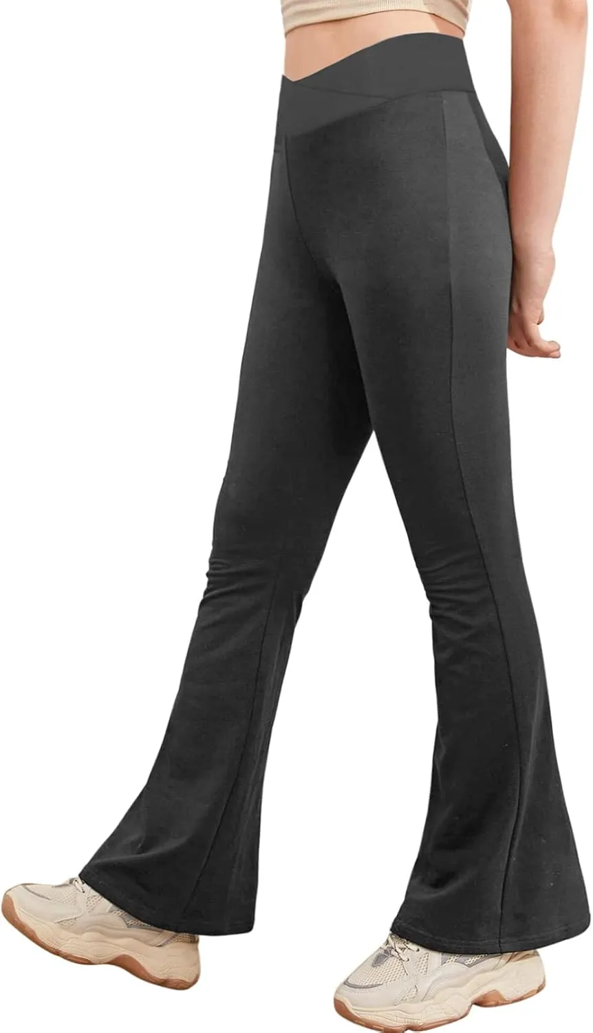 TiaoBug Kids Girls Basic Classic Stretchy Loose Jazz Hip Hop Pants Dancewear Bootcut Latin Yoga Running Trousers
