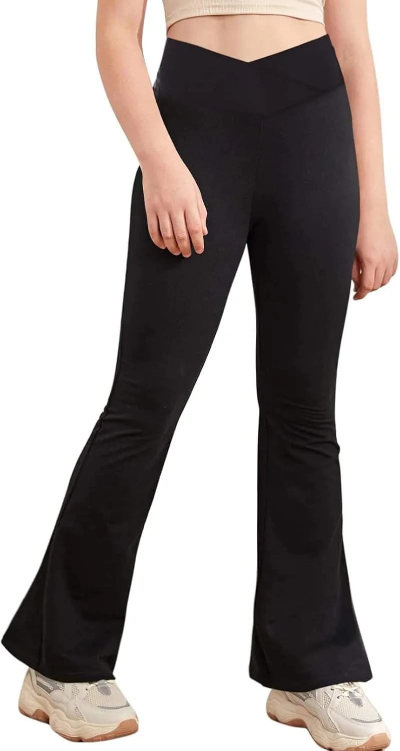 TiaoBug Kids Girls Basic Classic Stretchy Loose Jazz Hip Hop Pants Dancewear Bootcut Latin Yoga Running Trousers